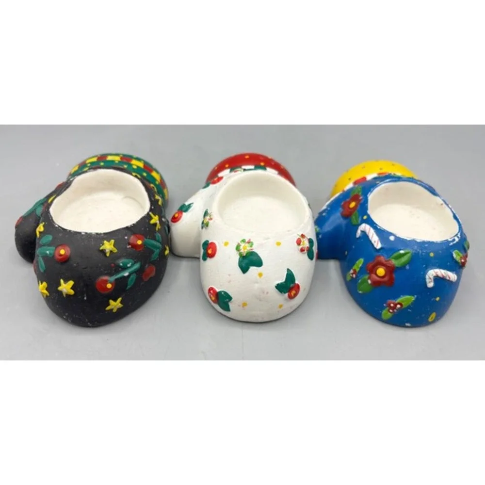 Mary Engelbreit 3 Pc Ceramic Tealight Candle Holders Mitten Snowman Christmas‎